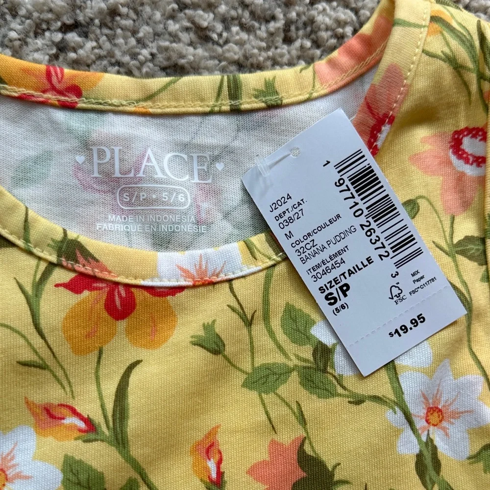NWT Childrens Place Yellow Floral Girls Dress size small - Picture 2 of 2